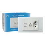 Tomada Embutir Novadigital 10a 16a 20a Com Saída Cabo Rj45 E Antena 3 Pinos Branca