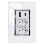 Tomada Embutir Usb E Tipo C De Parede Bivolt 2 1a 5v Jwcom