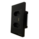 Tomada Inteligente Smart Wifi Embutir Bivolt C Usb Alexa Cor Preto