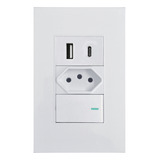 Tomada Interruptor Paralelo   Usb Tipo C De Parede Universal