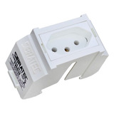 Tomada Para Trilho Din 2p t 10a 250v Padrão Brasil Cor Branco Sibratec