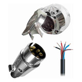 Tomada Reboque Carretinha Macho Fêmea 6 Polos Cromada 12 24v