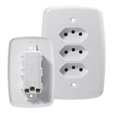 Tomada Tripla 10a Monobloco Linha Fácil Ideale Pluzie Cor Branco 4201