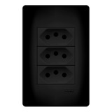 Tomada Tripla 4x2 2p t 10a Preto Fosco Habitat Black Fame