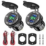 Tomada USB De 12 V Atualizada 2 Peças Carregamento Rápido 3 0 Duas Tomadas USB Carro Barco Caminhão Trailer Motocicleta Impermeável 12 V 24 V Tomada De Carregador USB Com Voltímetro