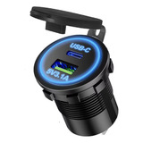 Tomada Usb Dupla Veicular Lancha Substitui O Acendedor