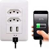 Tomada USB Duplo Carregador Universal Parede BIVOLT 110 220v Com Espelho Universal Vind