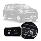 Tomada Usb + Tipo C 3.0 Automotivo Embutir Painel Gm Spin