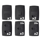Tomadas Interruptores 15 Pçs Casa Completa Blux Preto