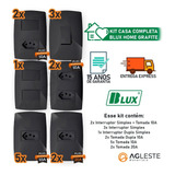 Tomadas Interruptores 15 Pçs Casa Completa Blux Preto