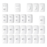 Tomadas Interruptores 25 Pçs Casa Completa Blux Branco