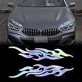 TOMALL Adesivo Refletivo De Chama De 40 Cm Para Carro Com Listras Esportivas De Corrida De Chamas Para Carrinho De Golfe Vinil à Prova D água Decoração Para Carroceria De Carro Caminhão SUV 