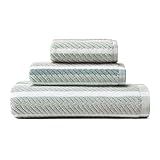 Tommy Bahama Conjunto De Toalhas De Banho Decoração De Banheiro De Algodão Altamente Absorvente Resistente Ao Desbotamento Certificado Oeko Tex Azul Ocean Bay 3 Peças 