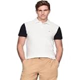Tommy Hilfiger Camisa Polo Masculina Casual De Manga Curta Com Modelagem Regular Com Stretch E Desenhos De Bandeira, Ecru/desert Sky/rouge, Gg