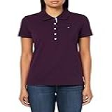 Tommy Hilfiger Camiseta Esportiva Feminina De Algodão Sólido De Manga Curta, Berinjela, G