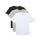 Tommy Hilfiger Camiseta Masculina Clássica De Algodão Com Gola Redonda, Preto, Cinza Mesclado, Branco, M