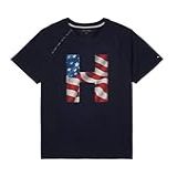 Tommy Hilfiger Camiseta Masculina Gráfica Adaptável Com Acesso à Porta, Capitão Do Céu, Large
