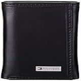 Tommy Hilfiger Carteira Masculina De Couro Genuíno Com Compartimento Para Identidade, Fordham Preto, Tamanho Nico