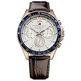 Tommy Hilfiger Relógio Esportivo Sofisticado Masculino 1791118 Com Pulseira De Couro Marrom