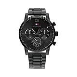 Tommy Hilfiger Relógio Masculino De Quartzo Multifuncional De Aço Inoxidável E Pulseira De Elos Cor Preto Modelo 1791879 Preto Relógio De Quartzo