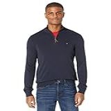 Tommy Hilfiger Suéter Pulôver Masculino De Algodão E Manga Comprida Com Zíper Sky Capittain Pt GG