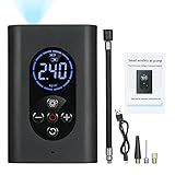 Tomshin Pneu Inflator Compressor De Ar Portátil 150 PSI Bomba De Ar Elétrica Com Manômetro LED Luz 4000mAh USB Banco De Energia Recarregável Desligamento Automático Para Bolas De Bicicleta De Carro E Outros Infláveis
