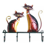 Tooarts Ferro Gato Parede Cabide Gancho Decoração 4 Ganchos