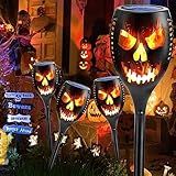 Toodour Luzes Solares De Halloween Ao Ar Livre 4 Pacotes De Luz De Tocha Solar De Tamanho Super Maior Com Chama Cintilante Luzes De Chama Led À Prova D Água Para Jardim Externo Quintal Pátio Cami