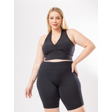 Top Academia Plus Size Nadador Com Bojo Liso Fitness