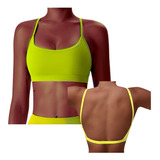 Top Amarelo Fitnes Academia C Bojo Costas Aberta Ginastica
