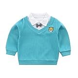 Top Boy Costumes Bebê Meninos Manga Longa Cavalheiro Bonito Cartoon Patchwork Laço Blusa Top Grosso B 18 24 Months