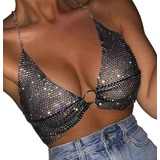 Top Brilhante Transparente Mulheres