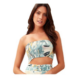 Top Cetim Estampado Lastex