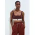 Top Cropped Bicolor Com Bordado Hering