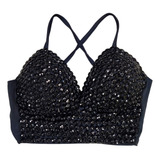 Top Cropped Bordado Pedrarias
