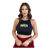 Top Cropped Canelado Regata