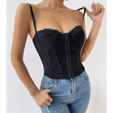 Top Cropped Corset Palhetas