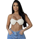 Top Cropped Croche Concha