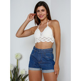 Top Cropped Croche Tricot