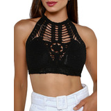 Top Cropped Crochê Tricot Frente Única