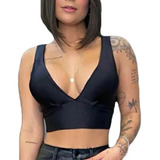Top Cropped Decote Profundo