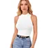 Top Cropped Feminina Gola Alta Malha Canelada Moda Gringa 