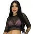 Top Cropped Feminino Transparente Meia Manga