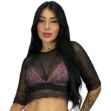 Top Cropped Feminino Transparente