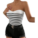 Top Cropped Listrado Tomara