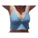 Top De Croche Azul