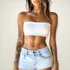 Top Faixa Feminino Tomara Que Caia Sem Bojo Canelado Casual