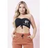Top Faixa Malha Estampado Com Ajuste Planet Girls Preto