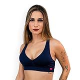 Top Fitness Feminino Costas Nadador Com Bojo Removível Cor Azul Marinho Tamanho P