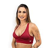 Top Fitness Feminino Costas Nadador Com Bojo Removível Cor Bordô Tamanho P